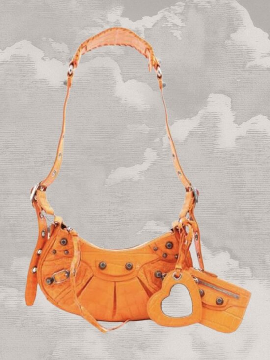Balenciaga Handbags - BALENCIAGA Le Cagole xs Orange Croc 2-way city giant hardware pop moto